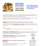Image for Dietary Guidelines For Americans 2015–2020 (For Professionals:  Recommendations At A Glance)
