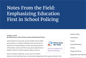 Image for Notes From the Field: Emphasizing Education First in School Policing