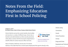 Image for Notes From the Field: Emphasizing Education First in School Policing