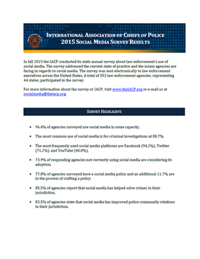 Image for International Association of Chiefs of Police 2015 Social Media Survey Results