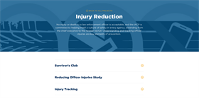 Image for Injury Reduction: Survivor's Club, Reducing Officer Injuries Study, and Injury Tracking
